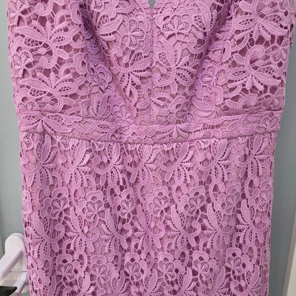 J.Crew Lavender Lace Dress Size 6 Scalloped V-Neck Zip Back Lined Cocktail - Picture 3 of 11